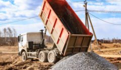 Dumptruck in action on a construction site