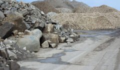 Mounds of different of stone and gravel grades.